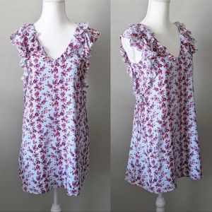 Club Monaco Kiefira Silk Floral Ruffle Mini Dress
